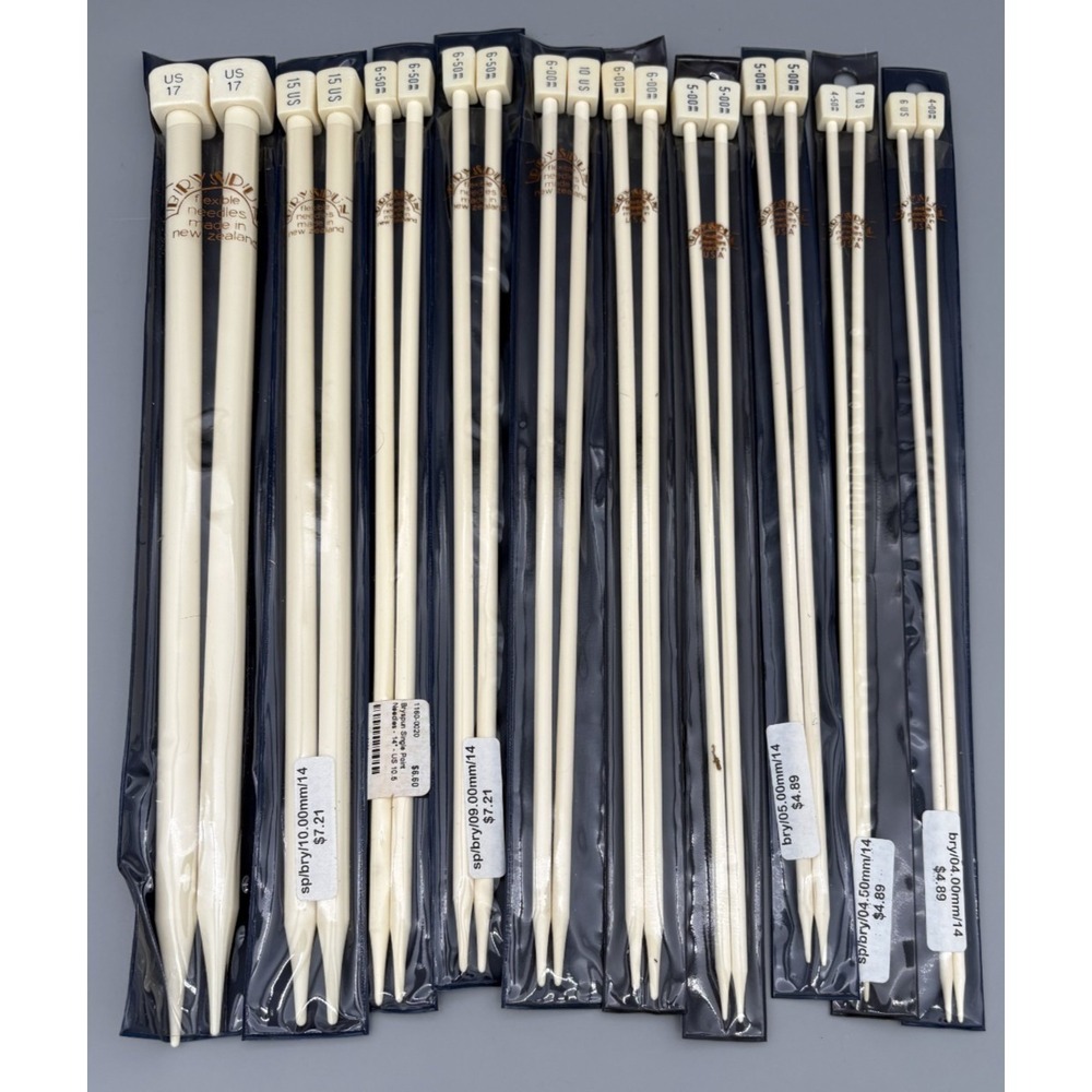 Lot of 10 Bryspun Crochet Flexible Knitting Needles 14" Made in New Zealand NEW